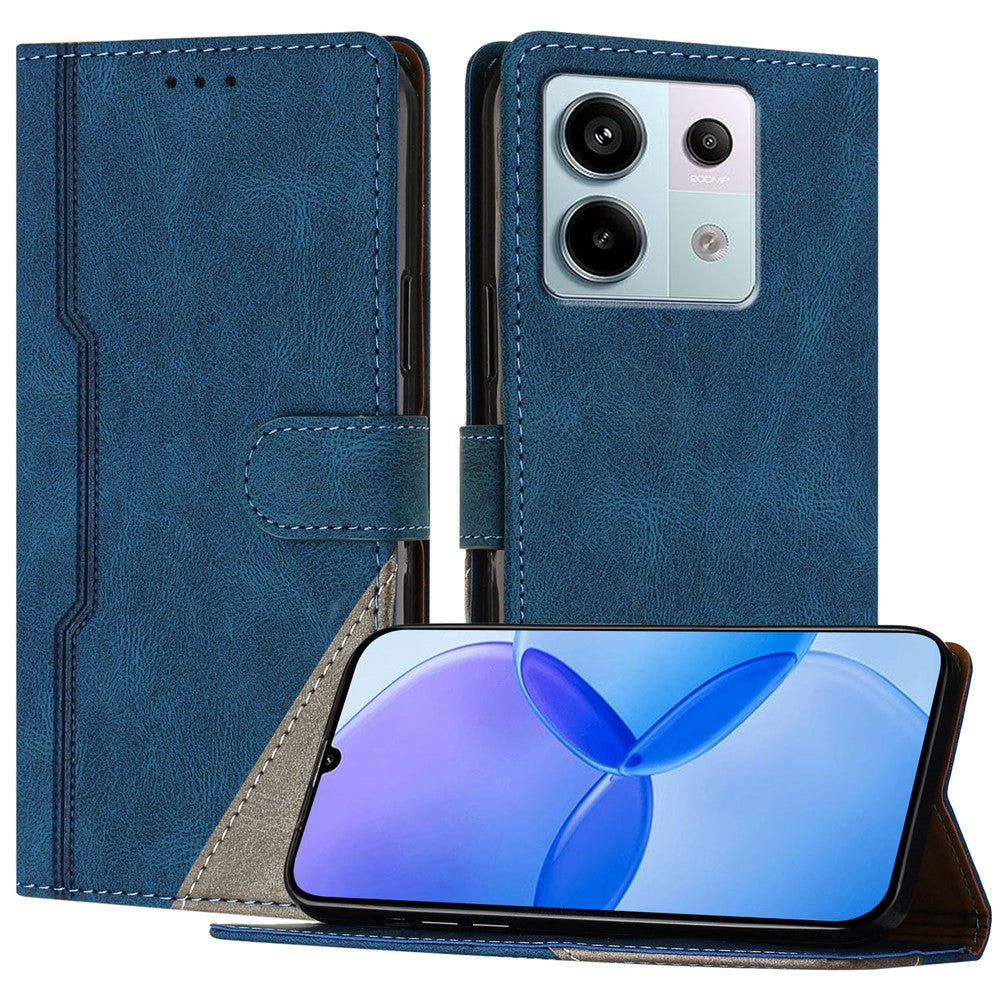 For Xiaomi Redmi Note 13 Pro 5G Leather Case Triangle Patchwork Wallet Stand Shockproof Phone Cover