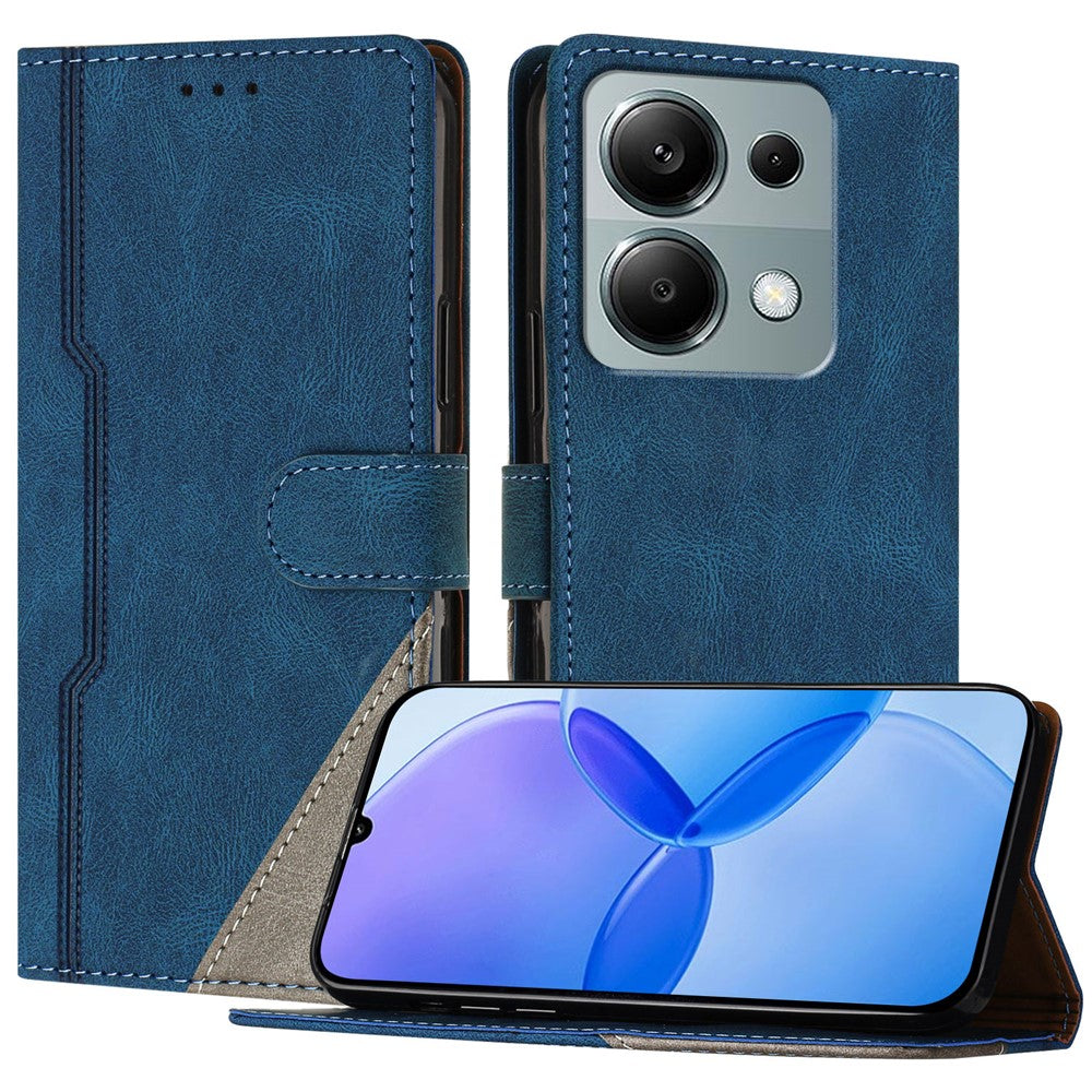 For Xiaomi Redmi Note 13 Pro 4G Leather Case Triangle Patchwork Wallet Stand Shockproof Phone Cover