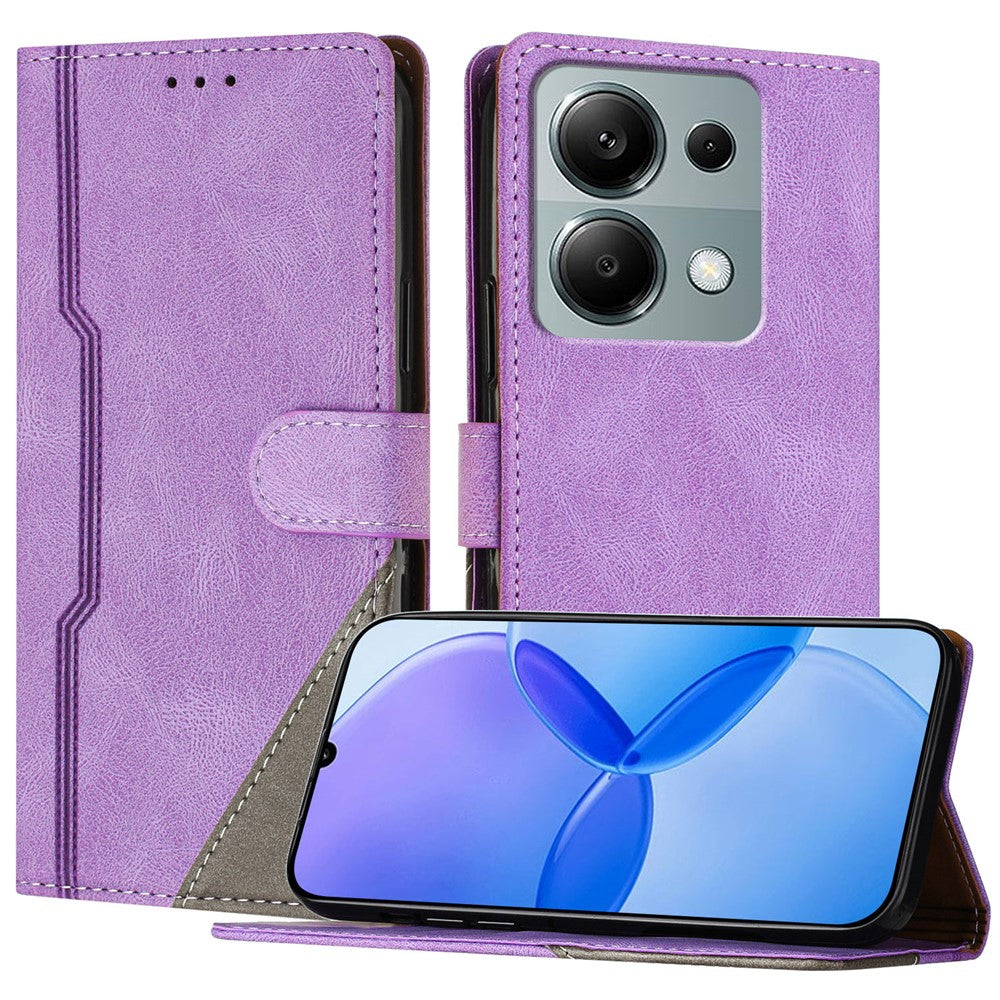 For Xiaomi Redmi Note 13 Pro 4G Leather Case Triangle Patchwork Wallet Stand Shockproof Phone Cover