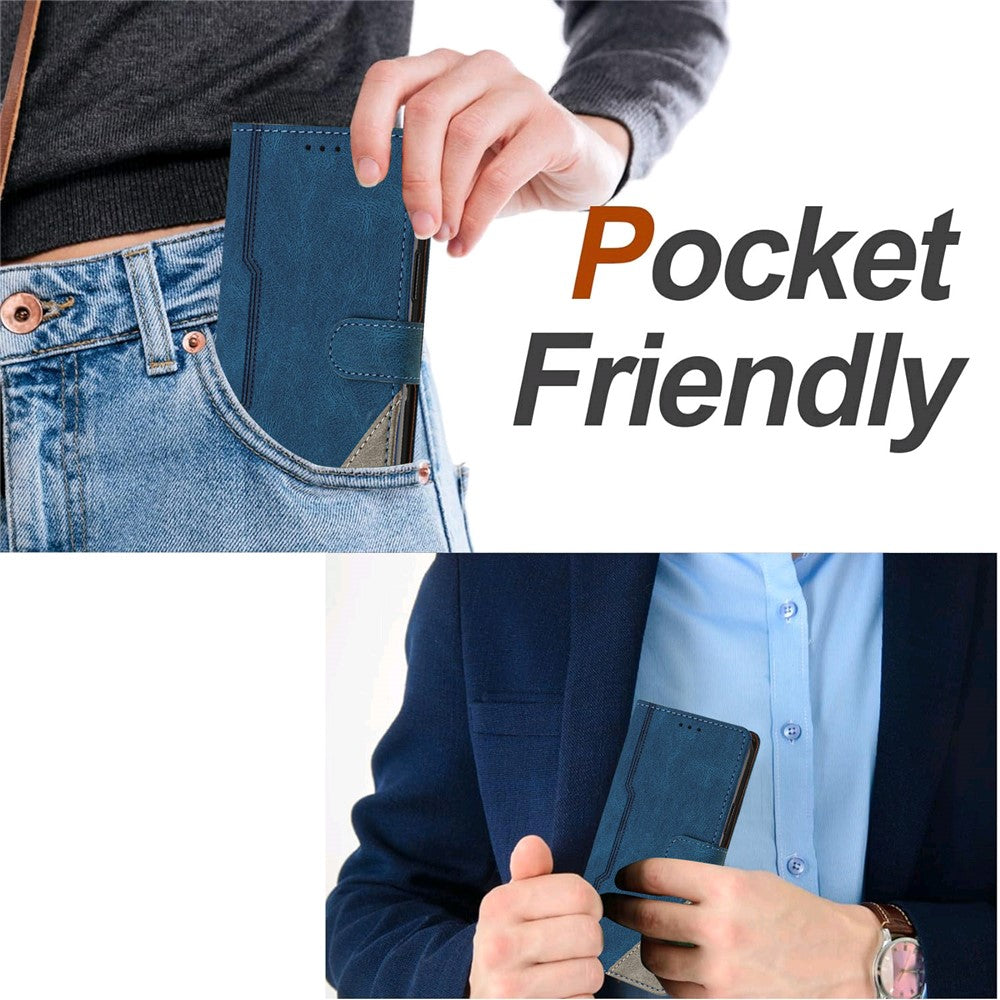 For Xiaomi Redmi Note 13 4G Leather Case Triangle Patchwork Wallet Stand Shockproof Phone Cover