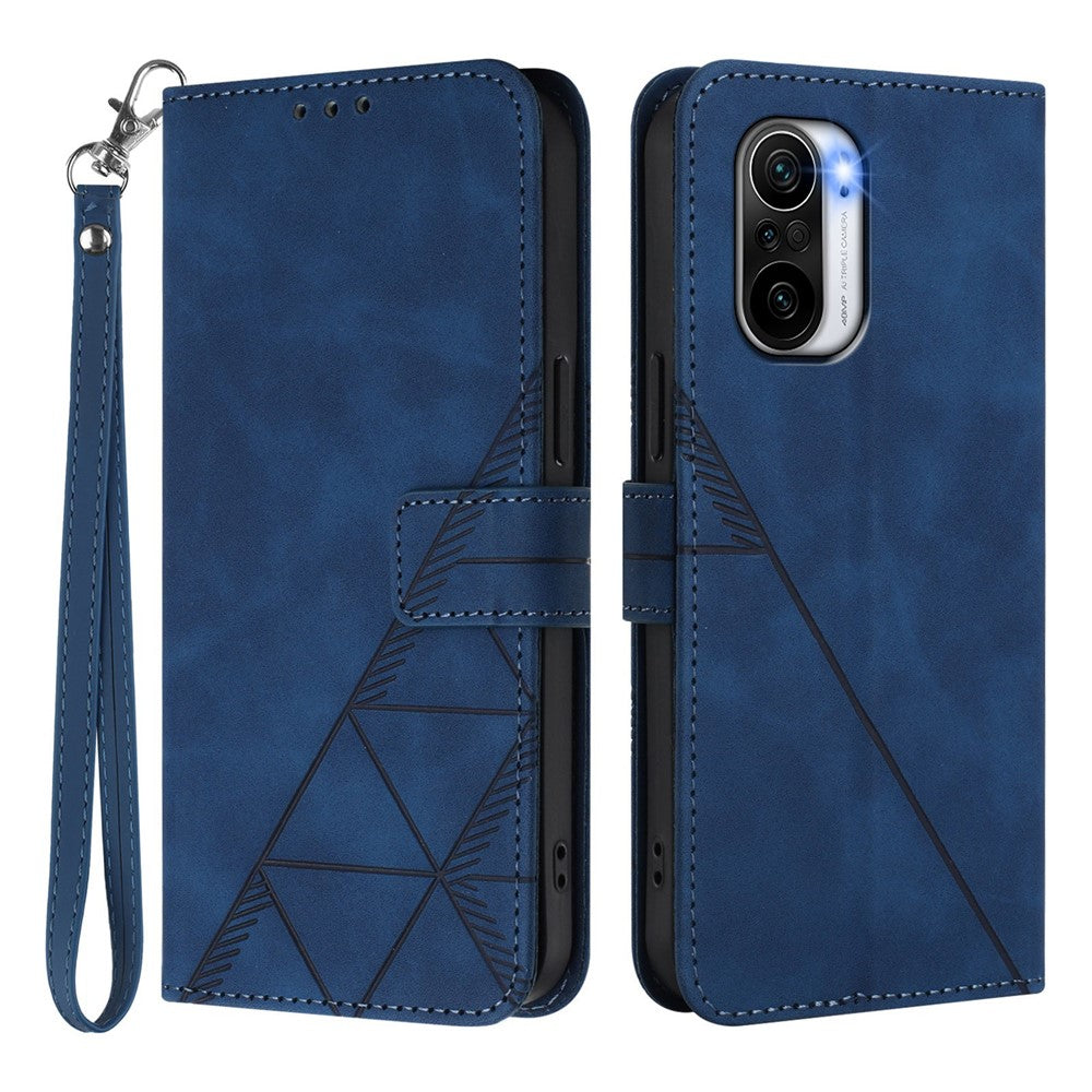 For Xiaomi Poco F3 Leather Case with Hand Strap Wallet Stand Phone Cover