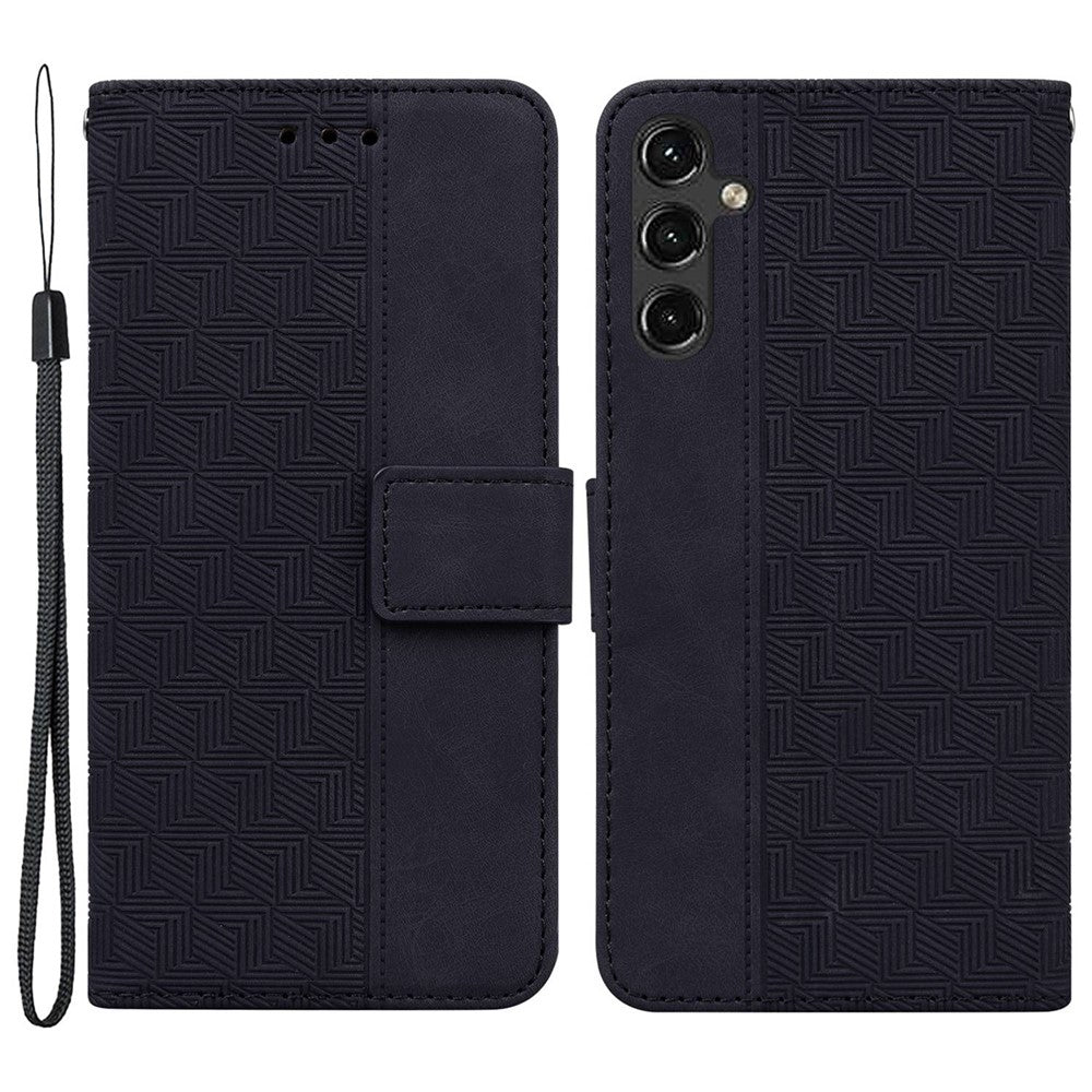 Samsung Galaxy A14 5G / A14 4G Geometrimönster Präglat Plånboksfodral i PU-läder + TPU-fodral med rem