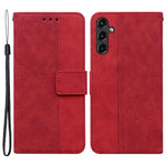 Samsung Galaxy A14 5G / A14 4G Geometrimönster Präglat Plånboksfodral i PU-läder + TPU-fodral med rem
