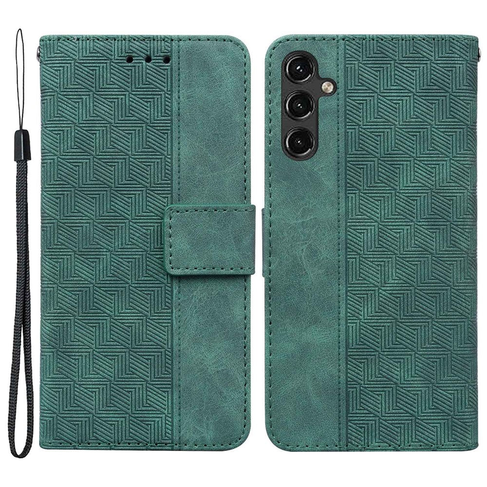 Samsung Galaxy A14 5G / A14 4G Geometrimönster Präglat Plånboksfodral i PU-läder + TPU-fodral med rem