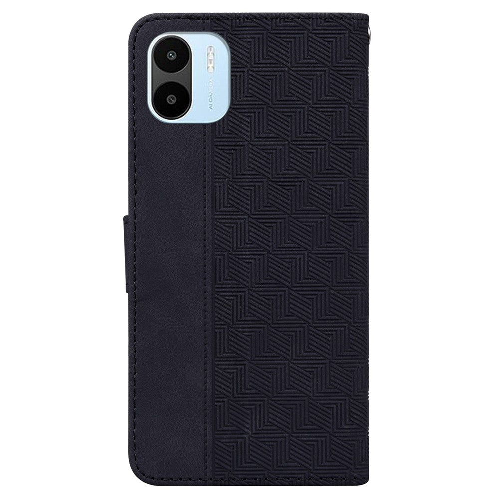 For Xiaomi Redmi A1 4G / A2 4G Geometry Pattern Imprinted PU Leather Stand Case Drop-proof Protective Phone Wallet Cover with Strap