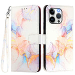For iPhone 17th / 16th Case with Strap Marble Pattern Leather Phone Cover Card Holder