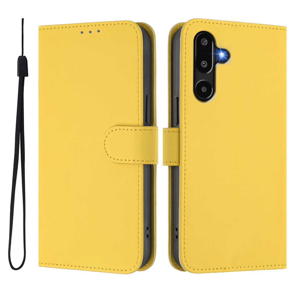 Til Samsung Galaxy M16 5G / Galaxy F16 5G Solid Farve Pung Læder Telefoncover med Rem