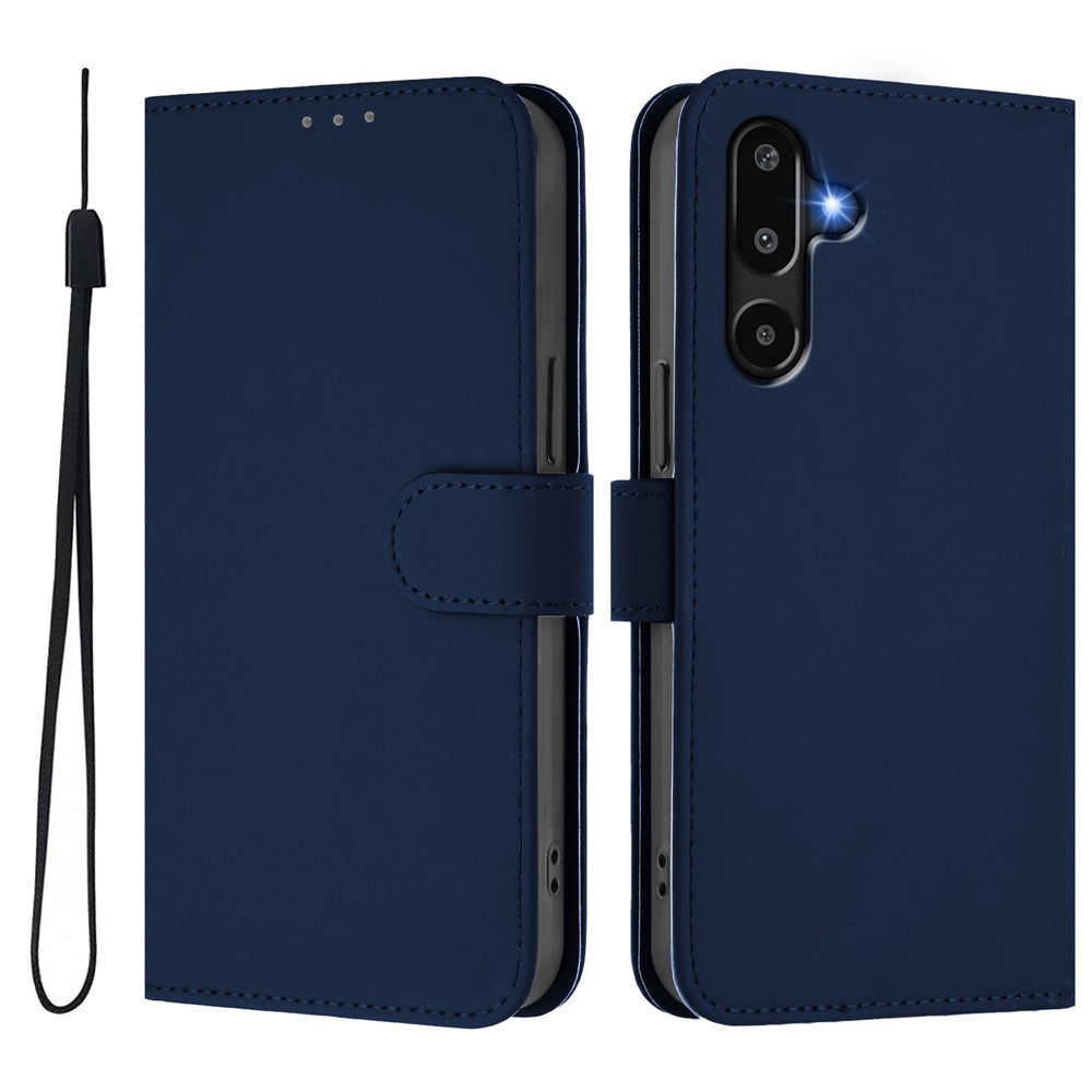 Til Samsung Galaxy M16 5G / Galaxy F16 5G Solid Farve Pung Læder Telefoncover med Rem