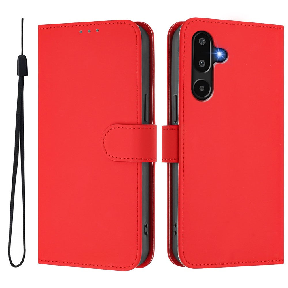 Til Samsung Galaxy M16 5G / Galaxy F16 5G Solid Farve Pung Læder Telefoncover med Rem