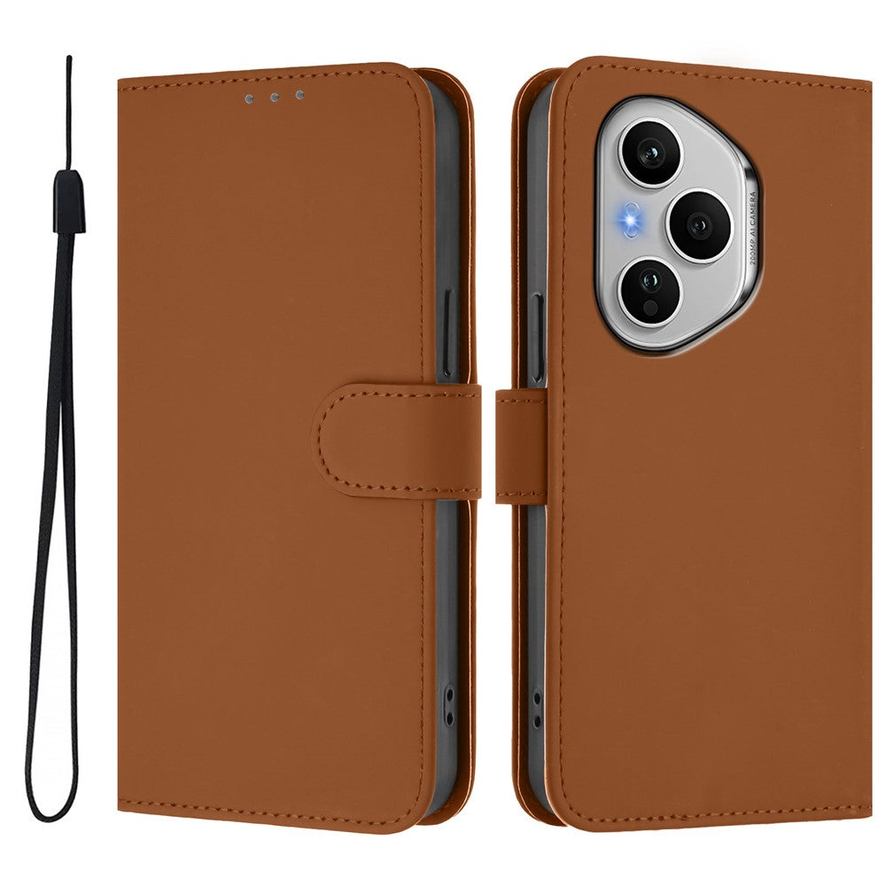 For Honor 400 Pro 5G (Global) Case Solid Color Wallet Leather Phone Cover with Strap