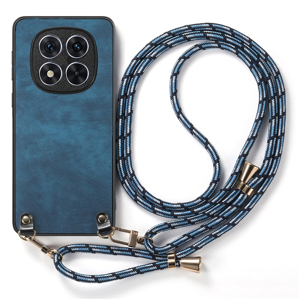 For Xiaomi Poco X7 5G Retro Leather Phone Back Cover with Adjustable Strap
