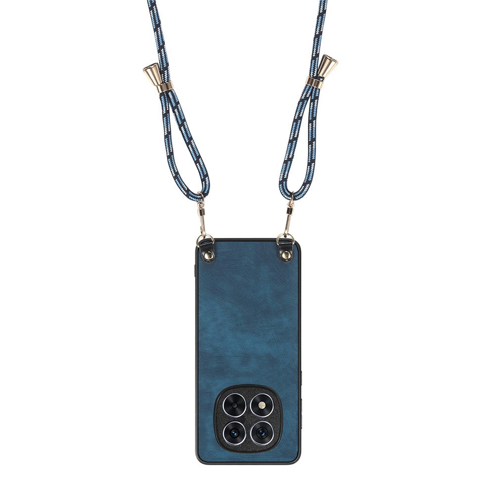 For Xiaomi Poco X7 5G Retro Leather Phone Back Cover with Adjustable Strap