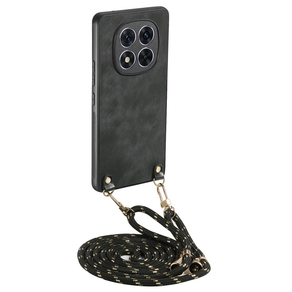 For Xiaomi Poco X7 5G Retro Leather Phone Back Cover with Adjustable Strap