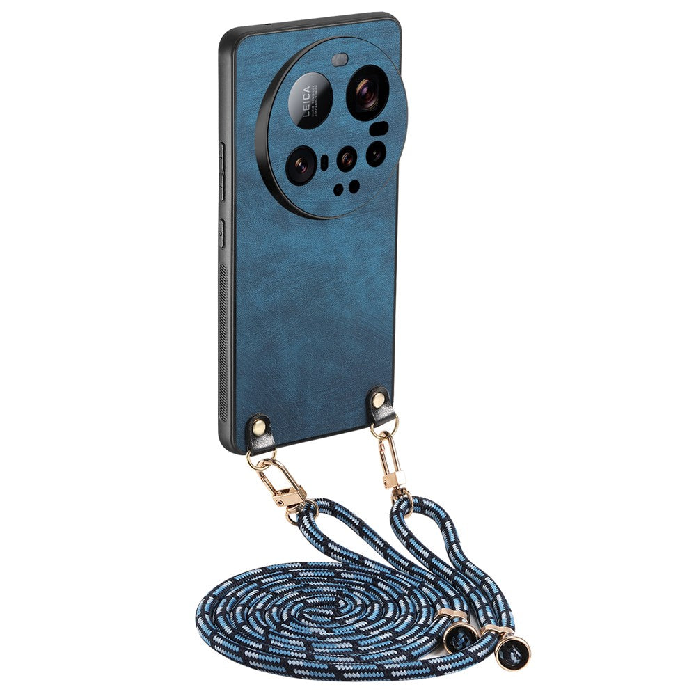For Xiaomi 15 Ultra Retro Leather Phone Back Cover with Adjustable Strap