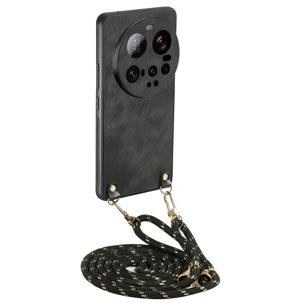 For Xiaomi 15 Ultra Retro Leather Phone Back Cover with Adjustable Strap