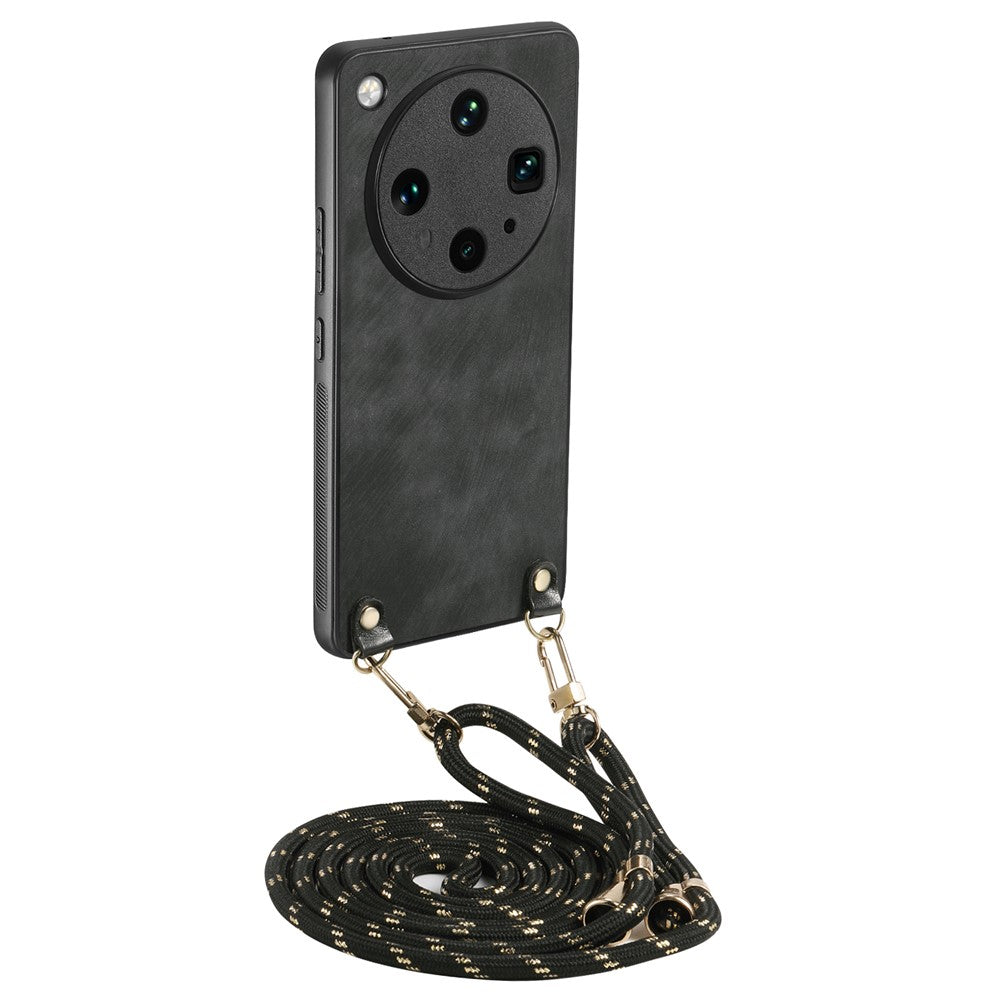 For Oppo Find X8 Ultra 5G Retro Leather Phone Back Cover with Adjustable Strap