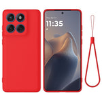 For Motorola Edge 60 Pro 5G Liquid Silicone Case Phone Back Cover with Hand Strap