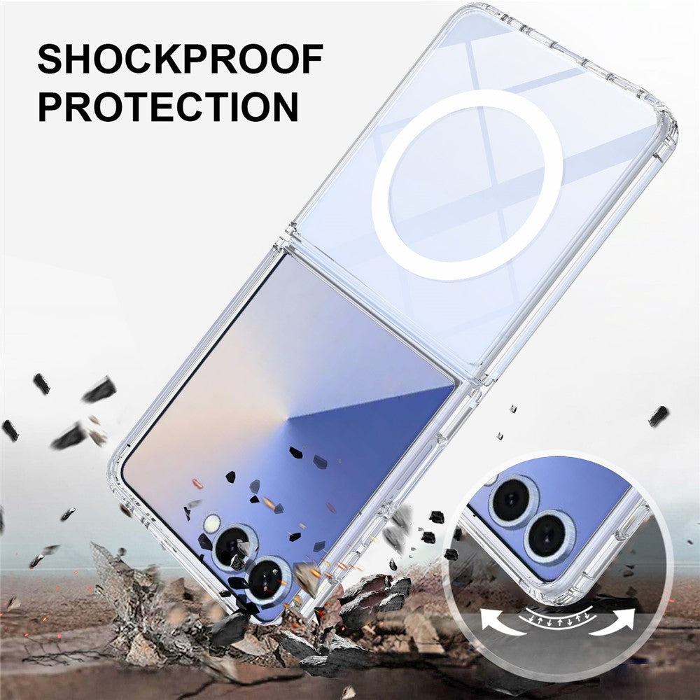 For Samsung Galaxy Z Flip7 5G Clear Phone Magnetic Case TPU+Acrylic Back Cover