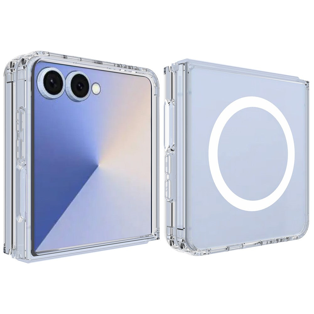 For Samsung Galaxy Z Flip7 5G Clear Phone Magnetic Case TPU+Acrylic Back Cover