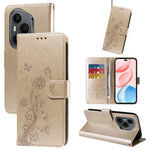 For Honor 400 Pro 5G (Global) Leather Case Butterfly Floral Imprint Wallet Stand Cover