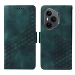 For Honor 400 Pro 5G (Global) Læderetuier Pung Rhombus-præget telefoncover Stativ med strop