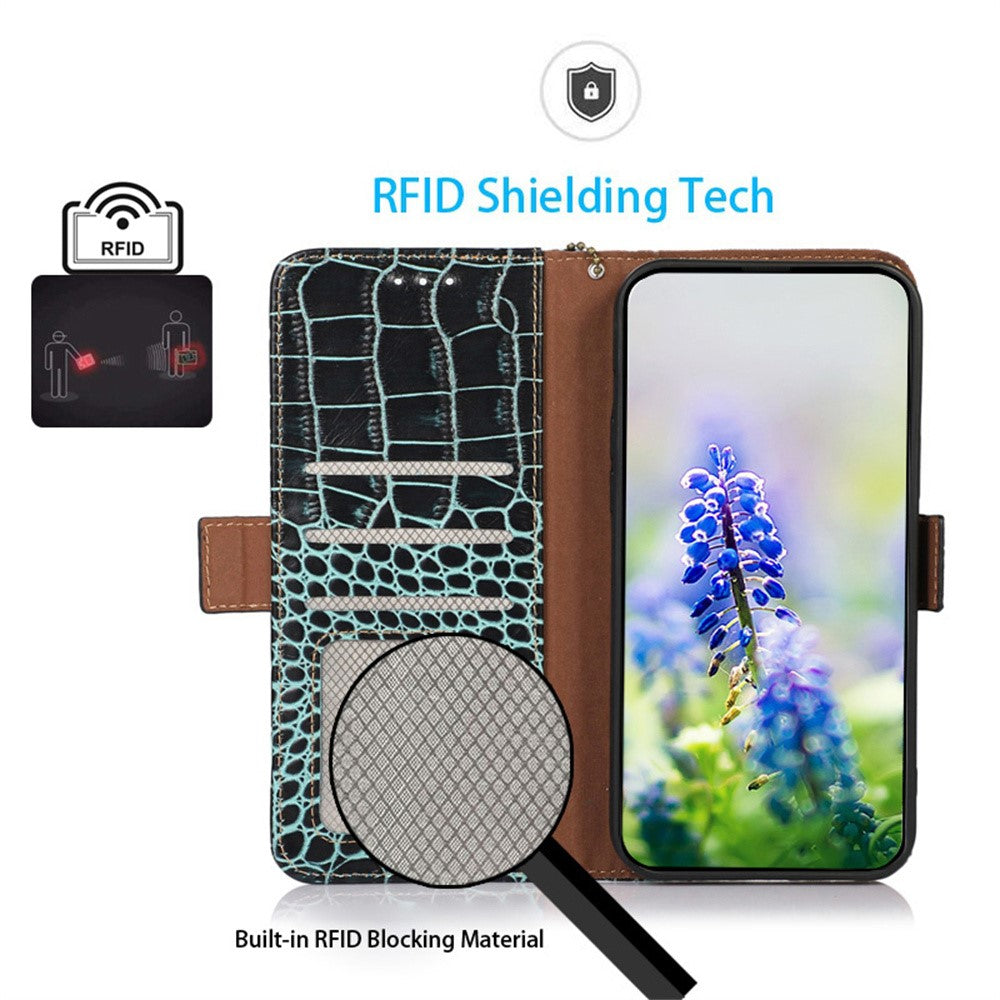 For Samsung Galaxy A08 5G / A08 4G / A07 4G / A06 4G / A06 5G Case Crocodile Texture Genuine Cow Leather Phone Wallet Cover