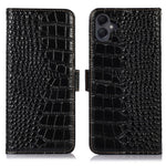 For Samsung Galaxy A08 5G / A08 4G / A07 4G / A06 4G / A06 5G Case Crocodile Texture Genuine Cow Leather Phone Wallet Cover