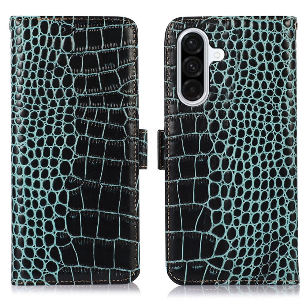 For Samsung Galaxy A18 5G / A18 4G / A17 5G / A17 4G / A26 5G / A16 5G / A16 4G Case Crocodile Texture Genuine Cow Leather Phone Wallet Cover