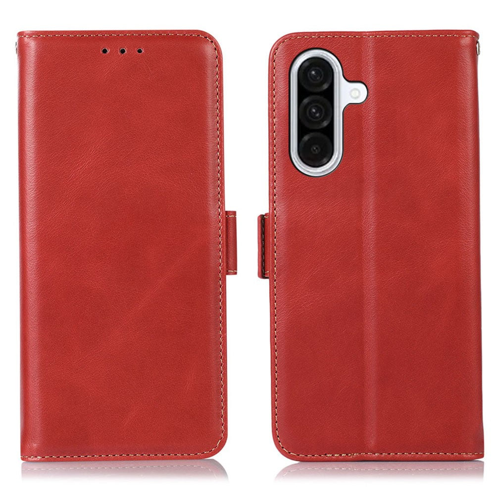 Samsung Galaxy A18 5G / A18 4G / A17 5G / A17 4G / A26 5G / A16 5G / A16 4G-cover, RFID-blokerende tegnebogsetui i ægte koskind
