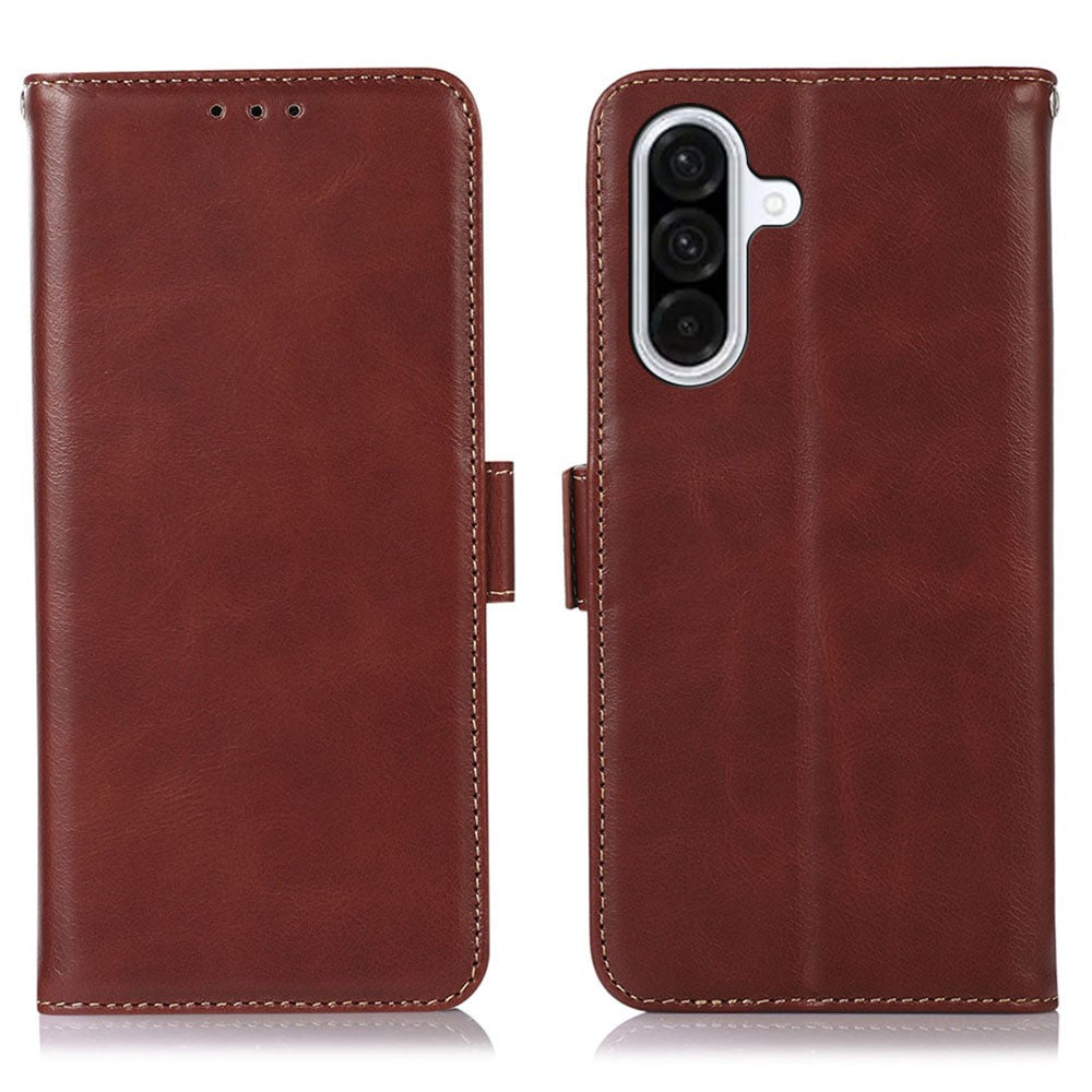 Samsung Galaxy A18 5G / A18 4G / A17 5G / A17 4G / A26 5G / A16 5G / A16 4G skal RFID-blockerande plånboksfodral i äkta nötskinn