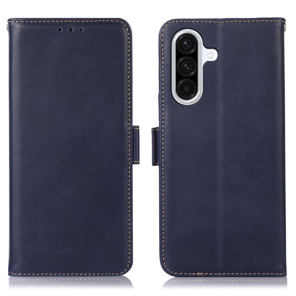 Samsung Galaxy A18 5G / A18 4G / A17 5G / A17 4G / A26 5G / A16 5G / A16 4G skal RFID-blockerande plånboksfodral i äkta nötskinn
