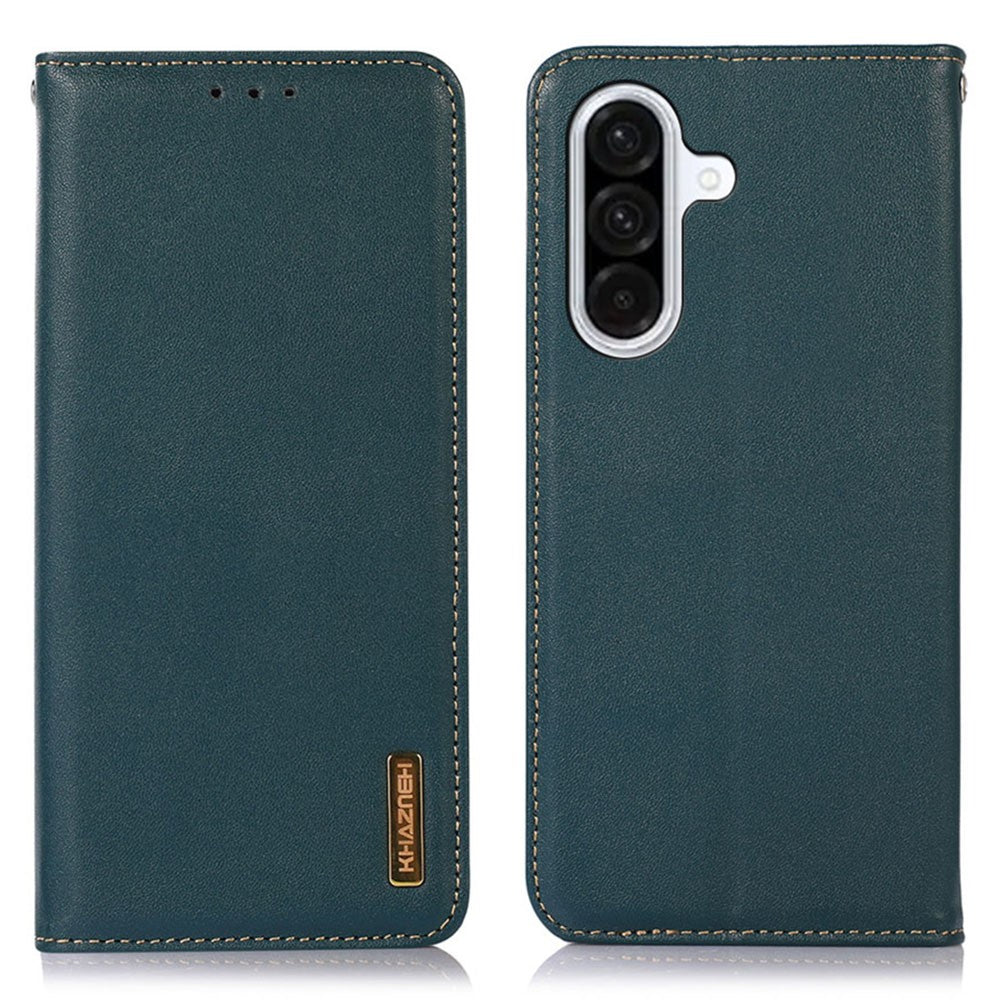 KHAZNEH För Samsung Galaxy A18 5G / A18 4G / A17 5G / A17 4G / A26 5G / A16 5G / A16 4G Plånboksfodral i äkta nötskinn, mobilskal i nappatextur