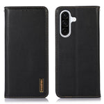 KHAZNEH För Samsung Galaxy A18 5G / A18 4G / A17 5G / A17 4G / A26 5G / A16 5G / A16 4G Plånboksfodral i äkta nötskinn, mobilskal i nappatextur