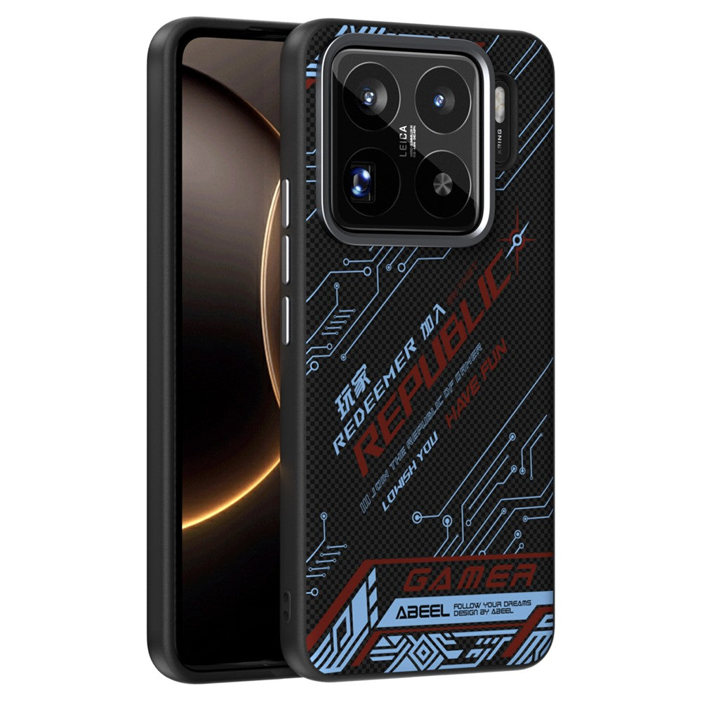 ABEEL For Xiaomi 15S Pro Magnetic Case Micro-Embossing 6D Printed PC TPU Aluminum Alloy Leather Phone Cover