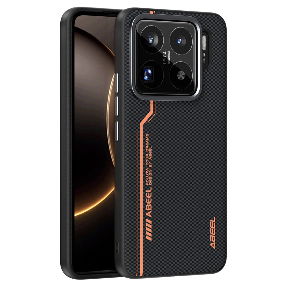 ABEEL For Xiaomi 15S Pro Magnetic Case Micro-Embossing 6D Printed PC TPU Aluminum Alloy Leather Phone Cover