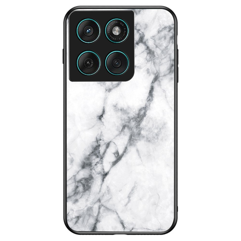 For Motorola Edge 60 Fusion 5G / Edge 60 5G Case Marble Pattern Tempered Glass + PC + TPU Protective Phone Cover