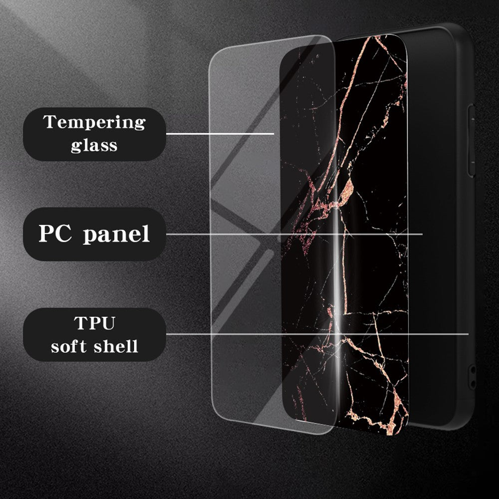 For Motorola Edge 60 Fusion 5G / Edge 60 5G Case Marble Pattern Tempered Glass + PC + TPU Protective Phone Cover