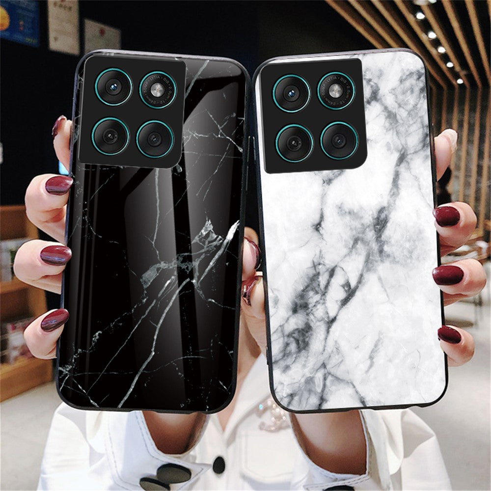 For Motorola Edge 60 Fusion 5G / Edge 60 5G Case Marble Pattern Tempered Glass + PC + TPU Protective Phone Cover