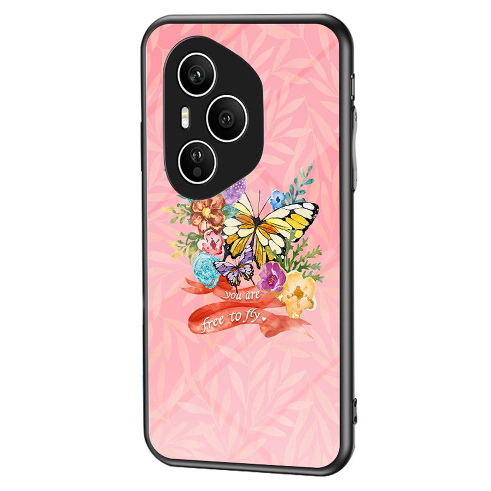 For Honor 400 Pro 5G (Global) Case Butterfly Pattern TPU + Tempered Glass Protective Phone Cover