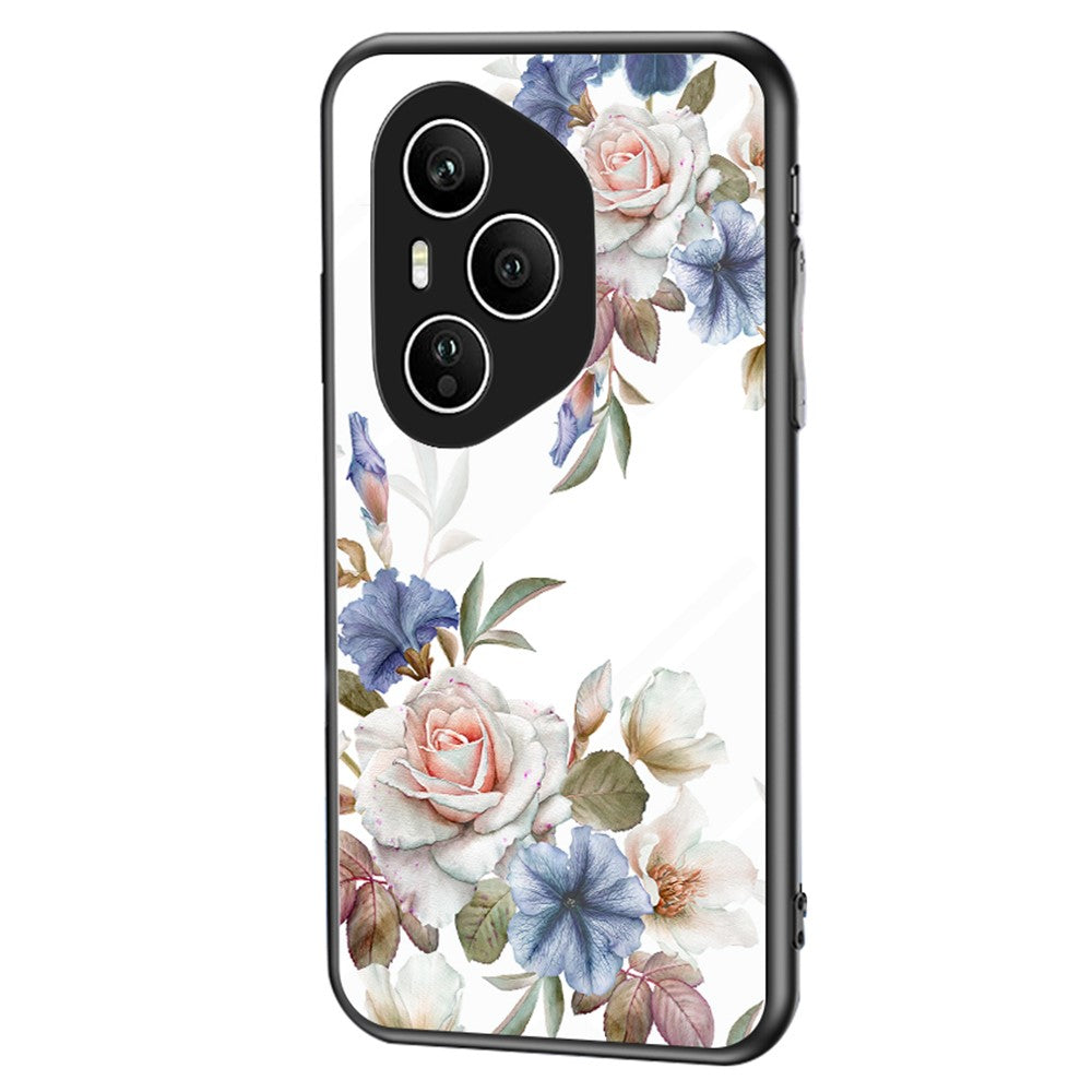 For Honor 400 Pro 5G (Global) Case Floral Pattern TPU + Tempered Glass Protective Phone Cover