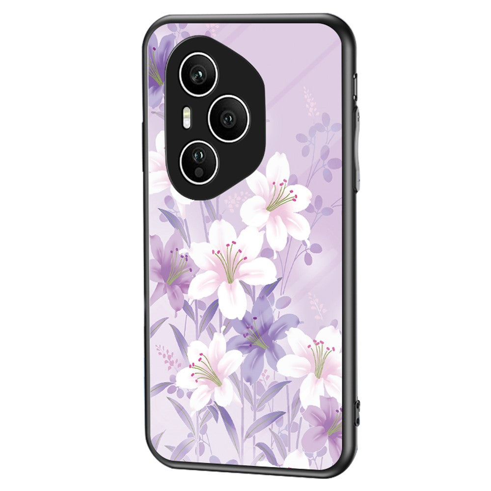 For Honor 400 Pro 5G (Global) Case Floral Pattern TPU + Tempered Glass Protective Phone Cover