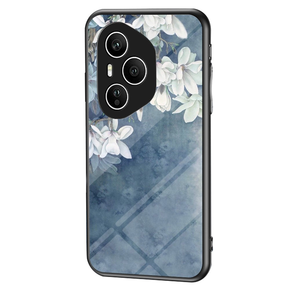 For Honor 400 Pro 5G (Global) Case Floral Pattern TPU + Tempered Glass Protective Phone Cover