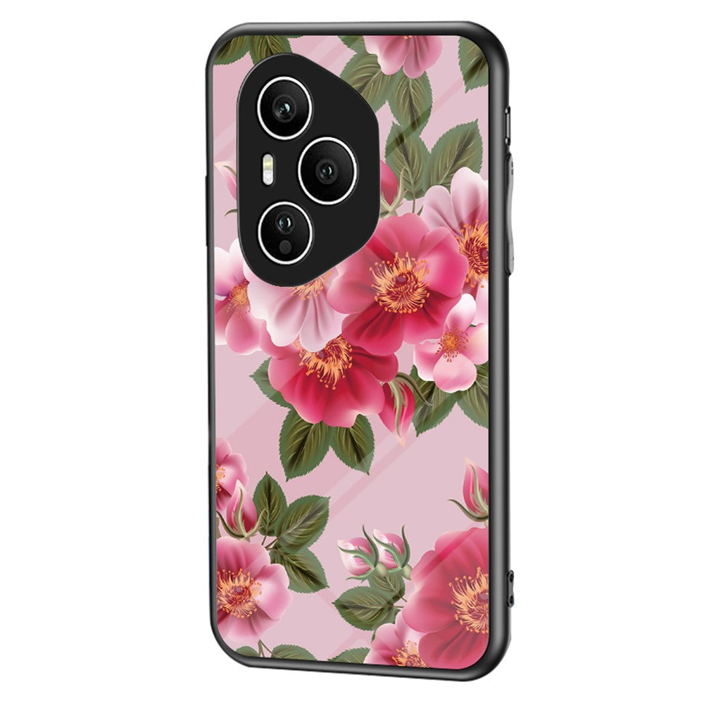 For Honor 400 Pro 5G (Global) Case Floral Pattern TPU + Tempered Glass Protective Phone Cover