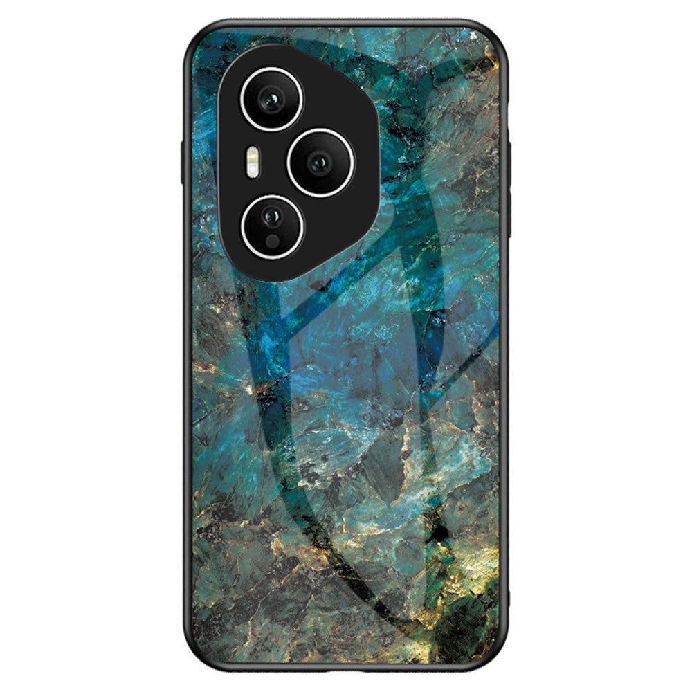 For Honor 400 Pro 5G (Global) Cover Marmormønster Hærdet Glas + PC + TPU Beskyttende Telefoncover