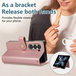 For Samsung Galaxy Z Fold6 5G Case Multi Card Slots Zipper Rhombus Leather Phone Cover with Wrist Strap
