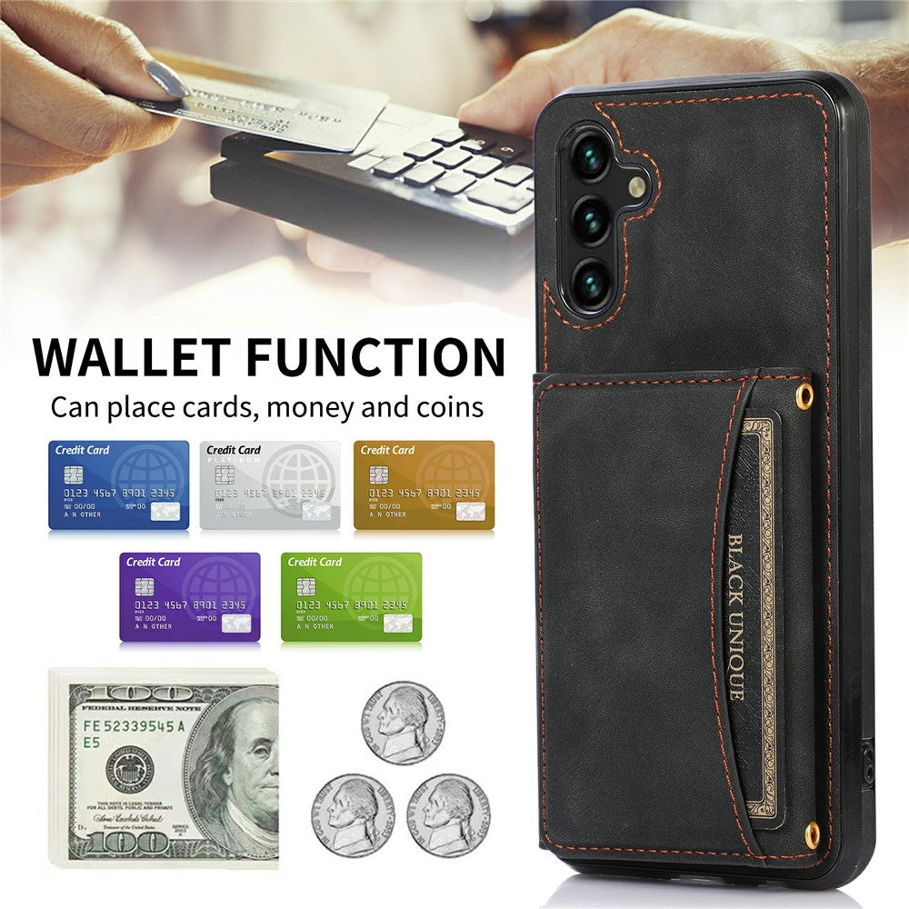 Til Samsung Galaxy A56 5G Telefoncover Tre-fold Pung Kickstand PU Læder + TPU Bagcover