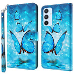 Samsung Galaxy A14 5G / A14 4G Stötsäkert PU-läderskal med 3D-mönster och tryck, plånboksfodral med rem