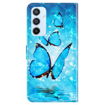 Samsung Galaxy A14 5G / A14 4G Stötsäkert PU-läderskal med 3D-mönster och tryck, plånboksfodral med rem