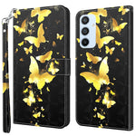 Samsung Galaxy A14 5G / A14 4G Stötsäkert PU-läderskal med 3D-mönster och tryck, plånboksfodral med rem