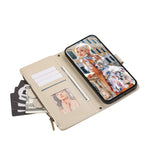 For Xiaomi 14T Case Multi Card Slots Zipper Leather Phone Cover with Shoulder Strap / Wrist Strap